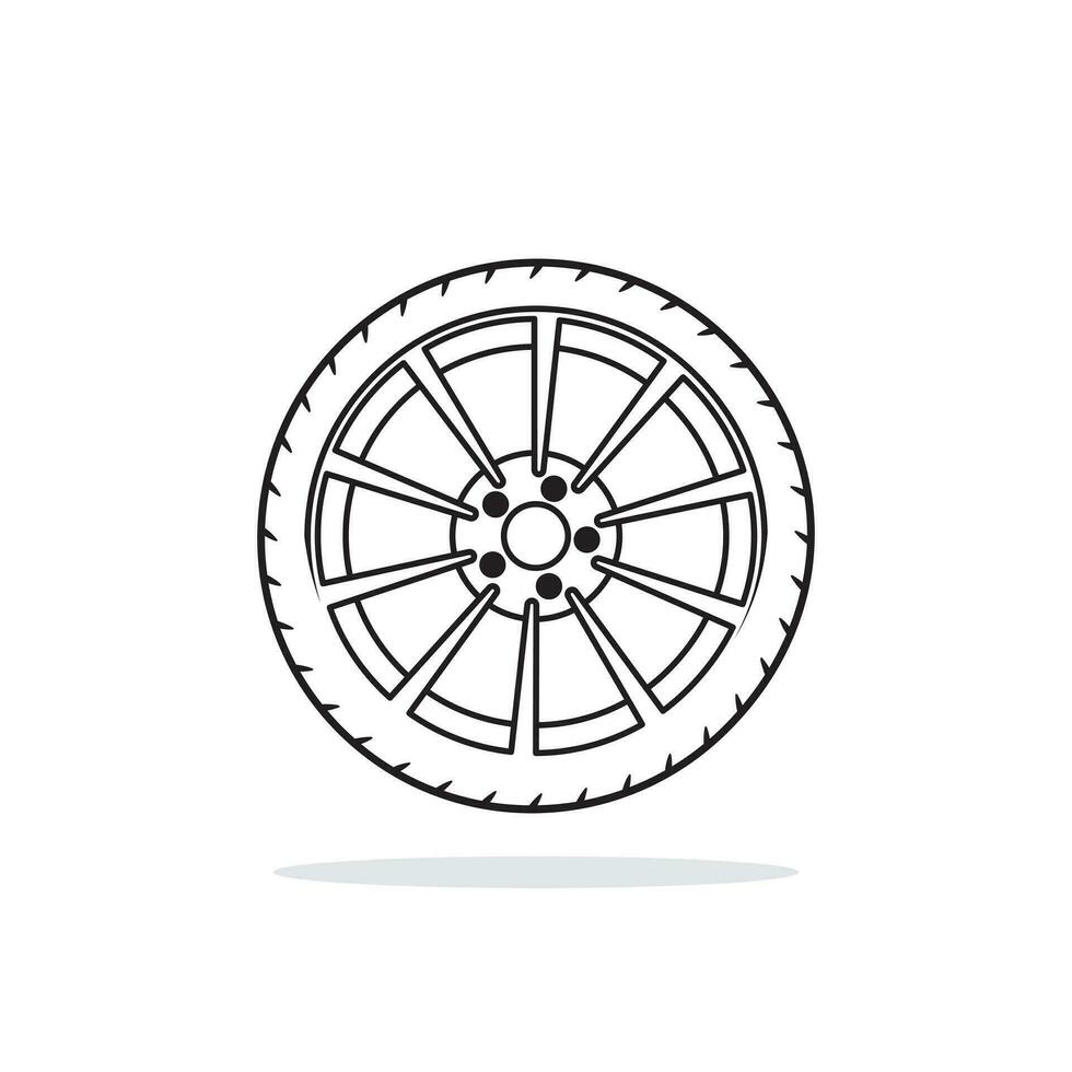 Tire and wheel icon flat vector design tire shop logo design