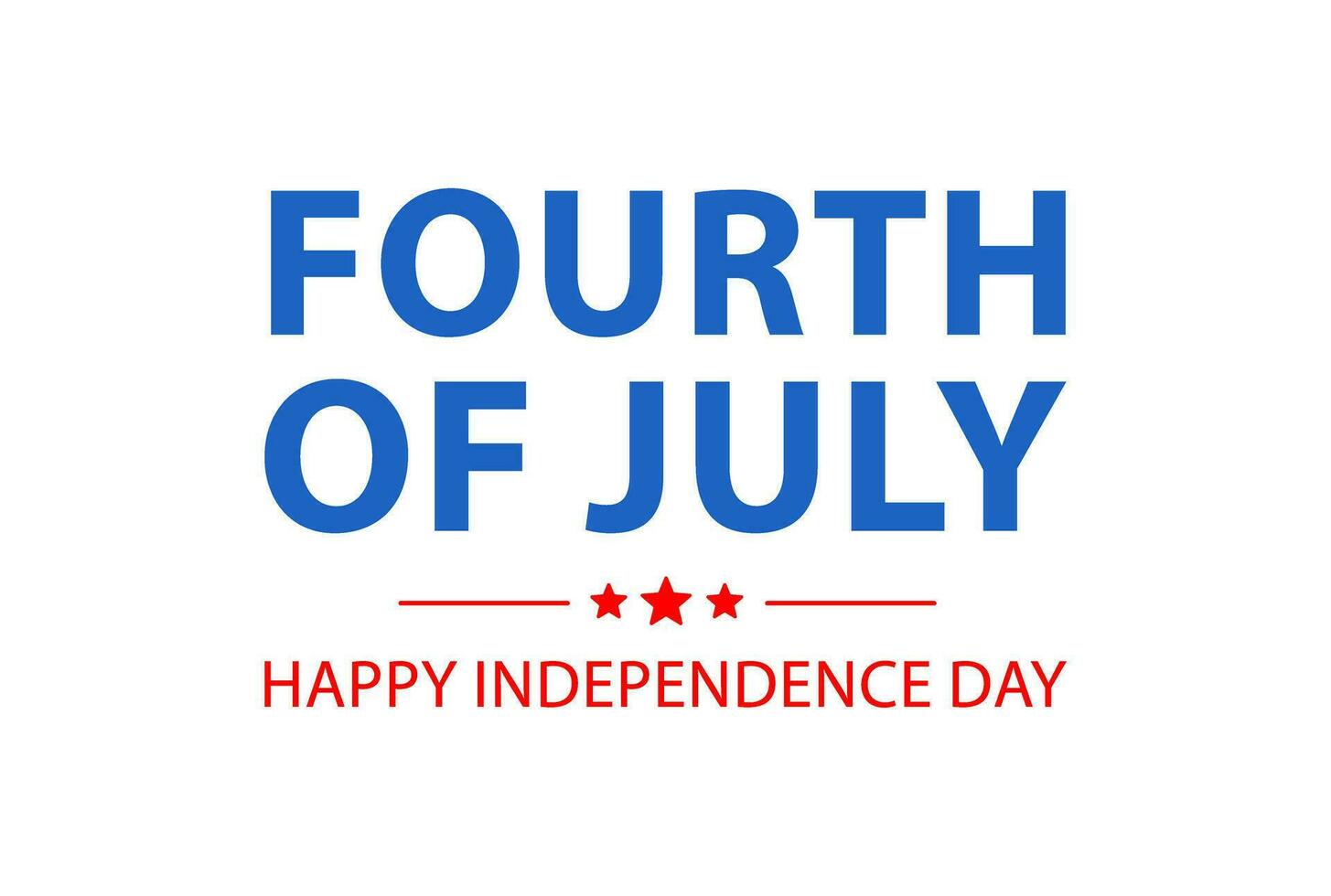 4th of July, Happy Independence Day, lettering and stars in colors of the USA flag. White background vector