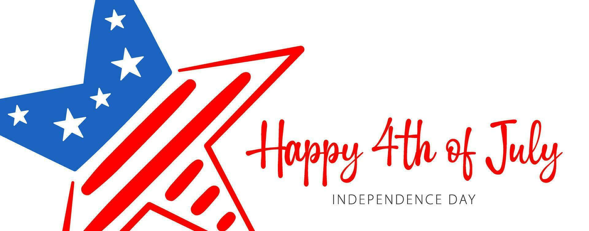 Happy 4th of July, Independence Day lettering and a star in colors of the USA flag. White background vector
