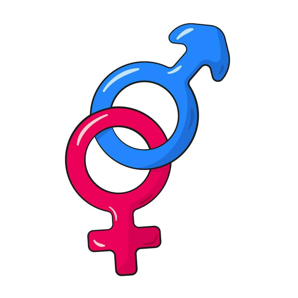 Male and female gender symbol. Heterosexual vector