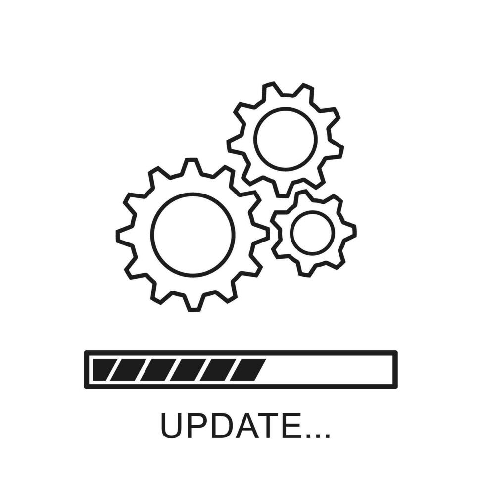 Update icon with gears. Loading or updating files, installing or updating new software etc. Modern flat design vector