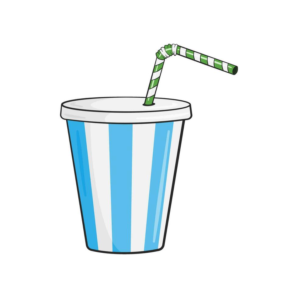 Milkshake in cup with straw vector