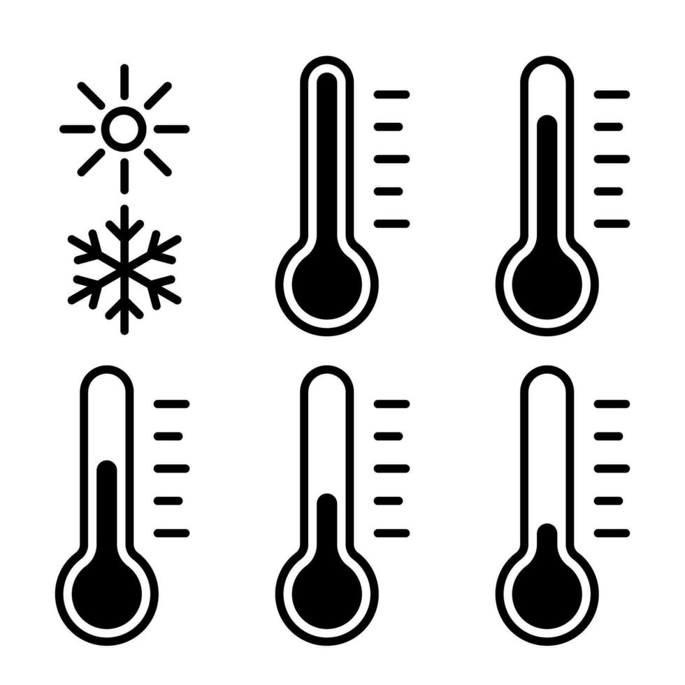 Set of temperature icons. Warm and cold symbol vector