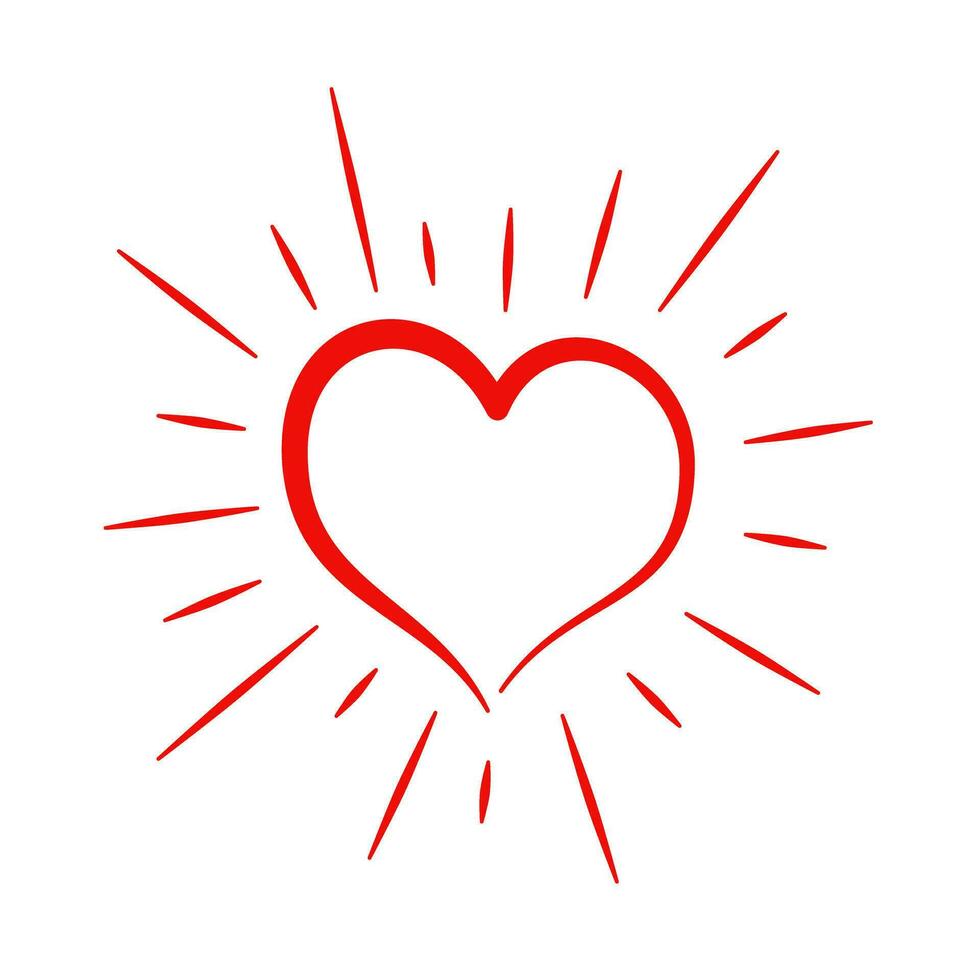 Heart sign with sunburst. Valentine's day vector