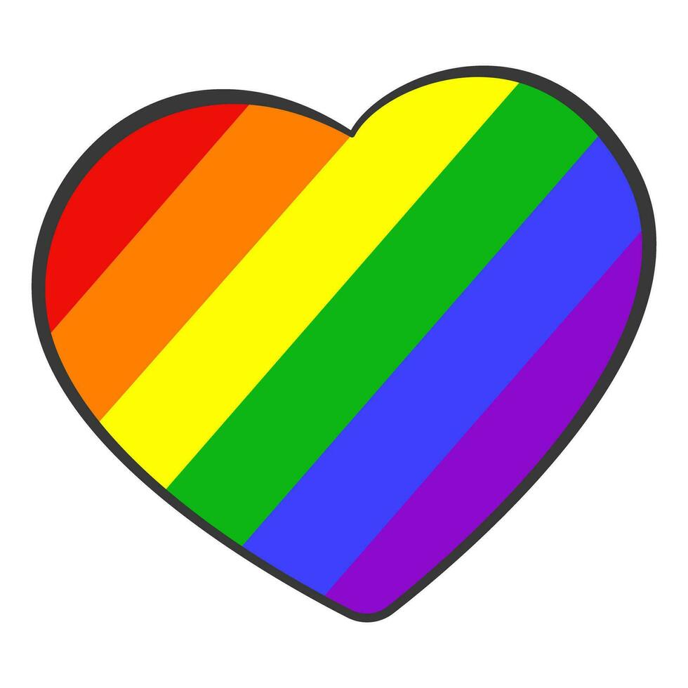 corazón en colores de el lgbt arco iris bandera vector