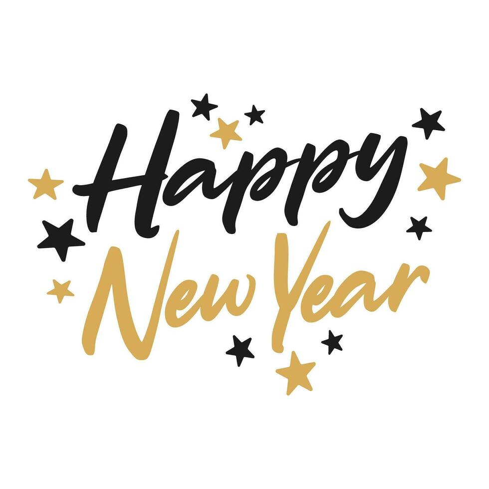 Happy New Year lettering with stars vector