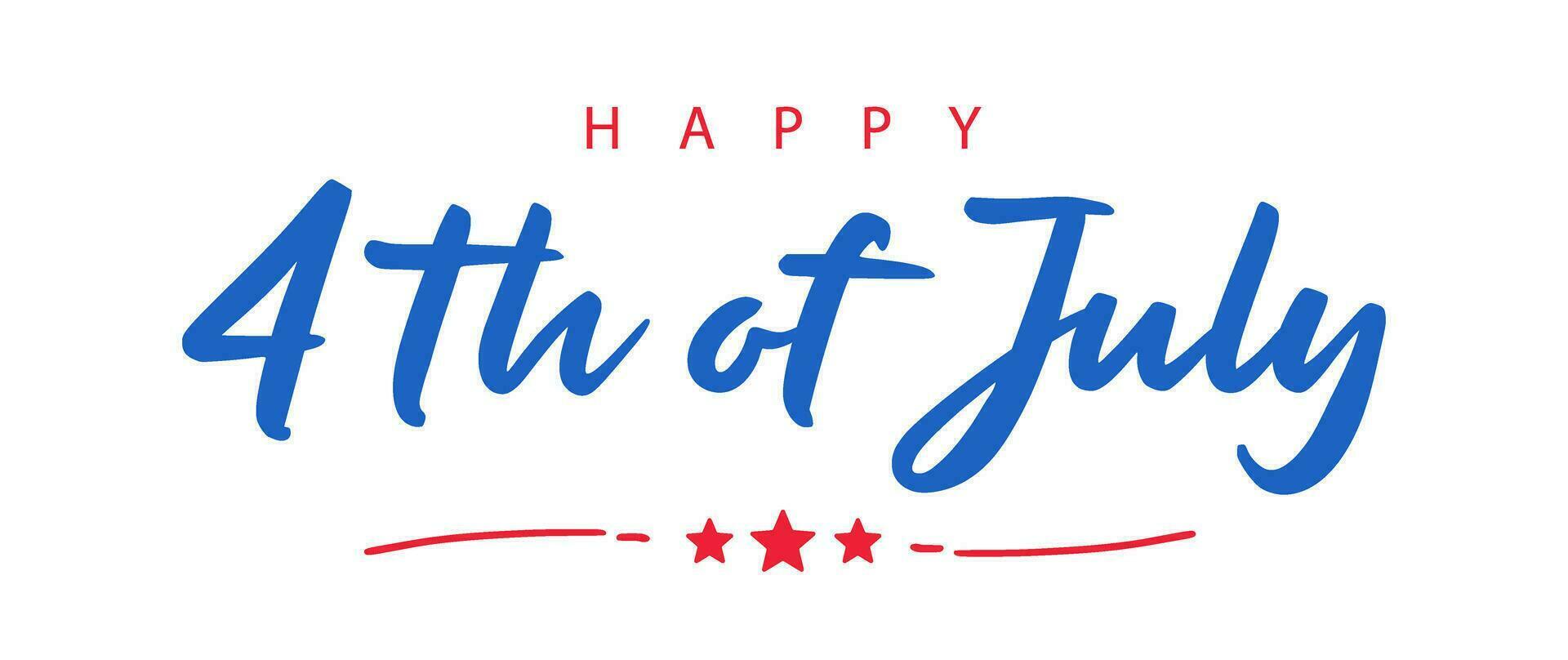 Happy 4th of July. Independence Day. Lettering with stars. White background vector