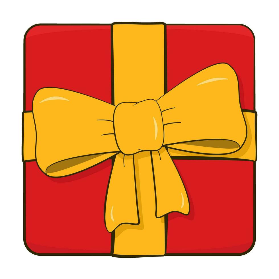 Gift box with bow and ribbon vector