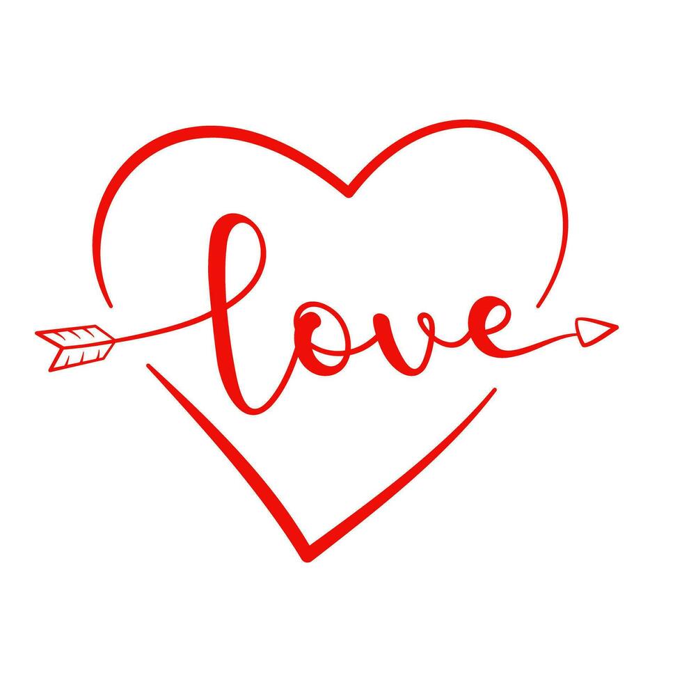 Heart with word Love. Valentine's Day vector