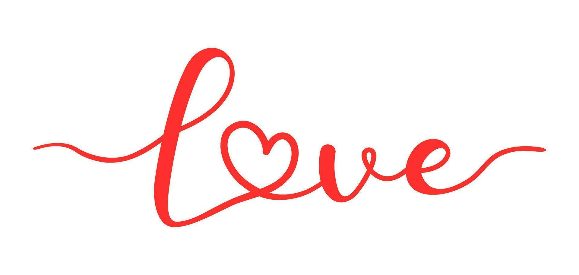 Word Love with a heart instead of letter O vector