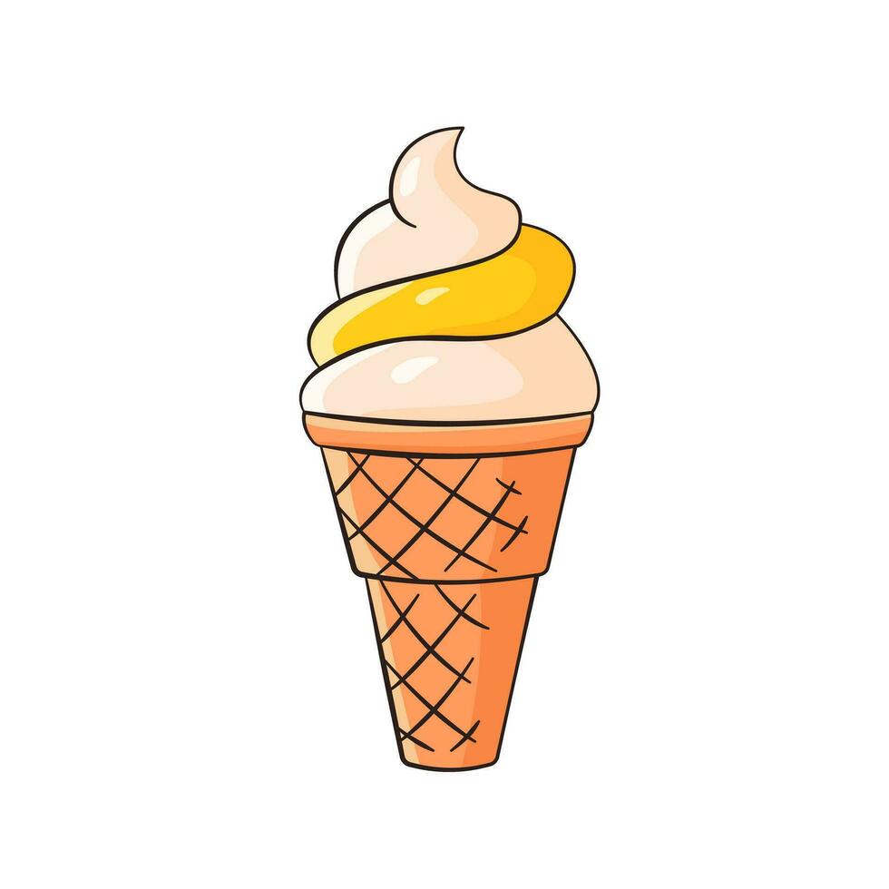 Ice cream in waffle vector