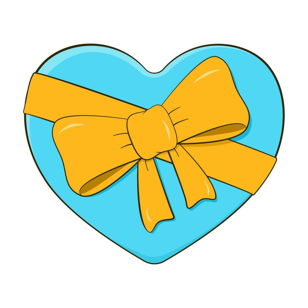 Heart-shaped gift box with bow and ribbon vector