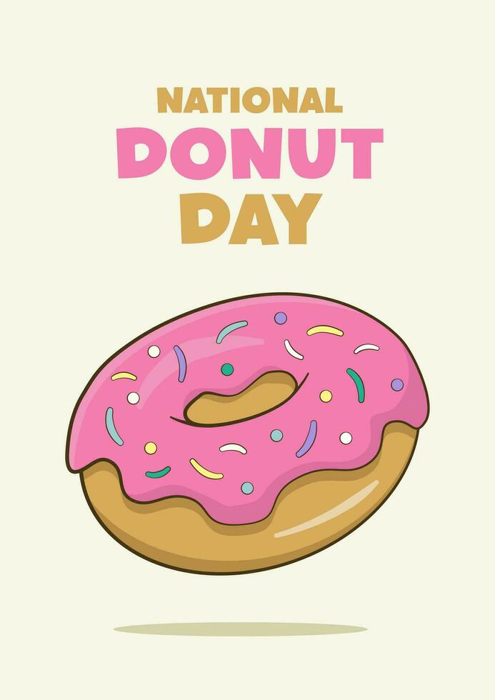 National Donut Day lettering with donut. Poster concept vector