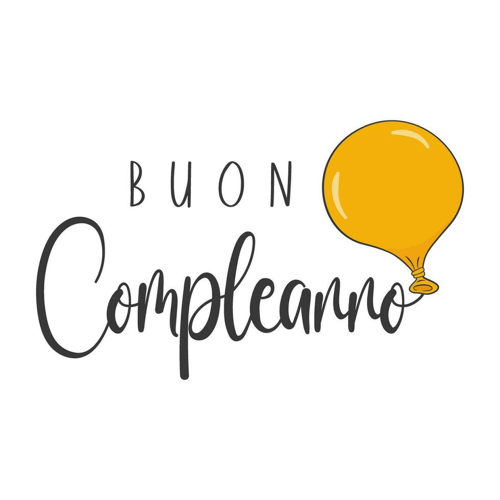 Happy Birthday lettering in Italian - Buon Compleanno - with orange balloon  25377436 Vector Art at Vecteezy
