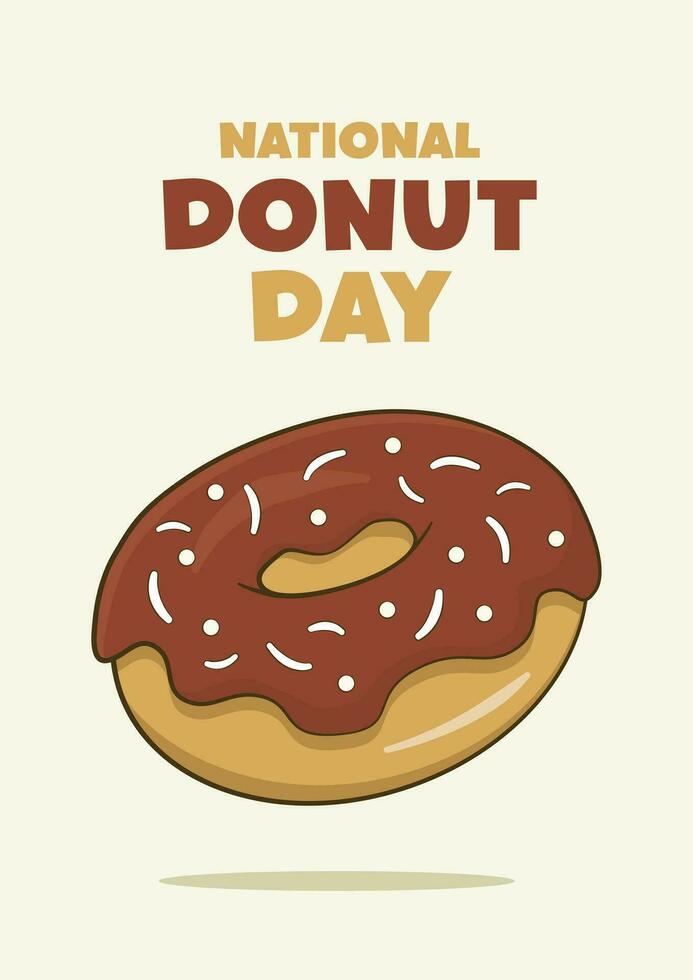 National Donut Day lettering with chocolate donut. Poster concept vector