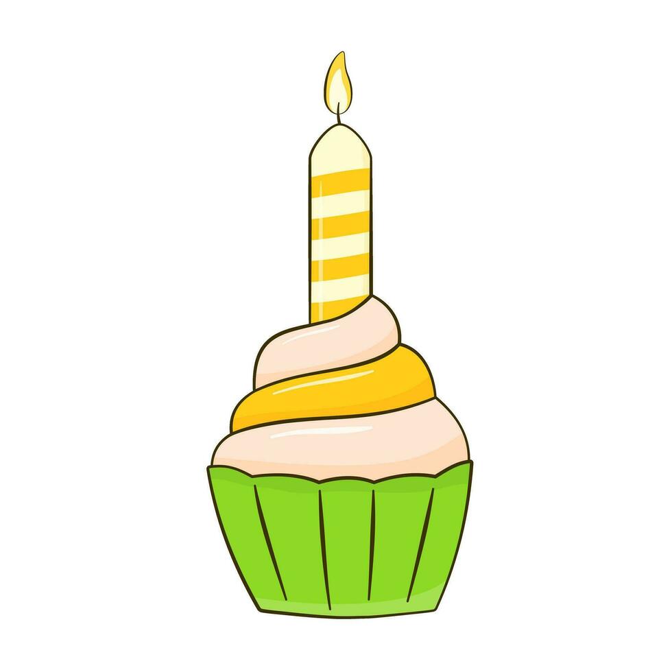 Cupcake with candle 25377450 Vector Art at Vecteezy