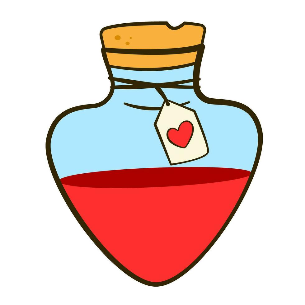 amor poción en en forma de corazon botella. San Valentín día. dibujos animados plano icono vector