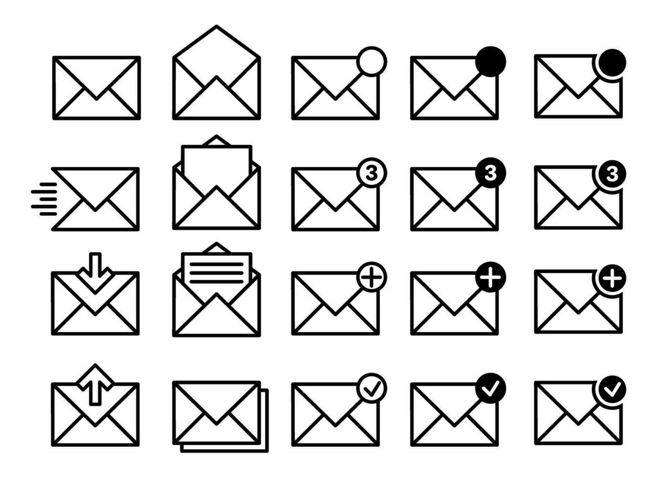 Set of mail icons vector