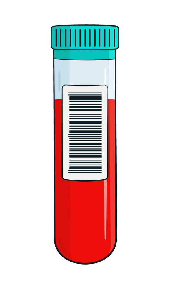 Blood test tube with barcode vector