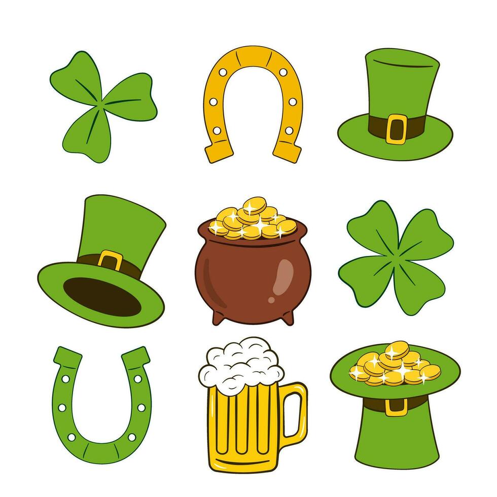 St. Patrick's Day icons set vector
