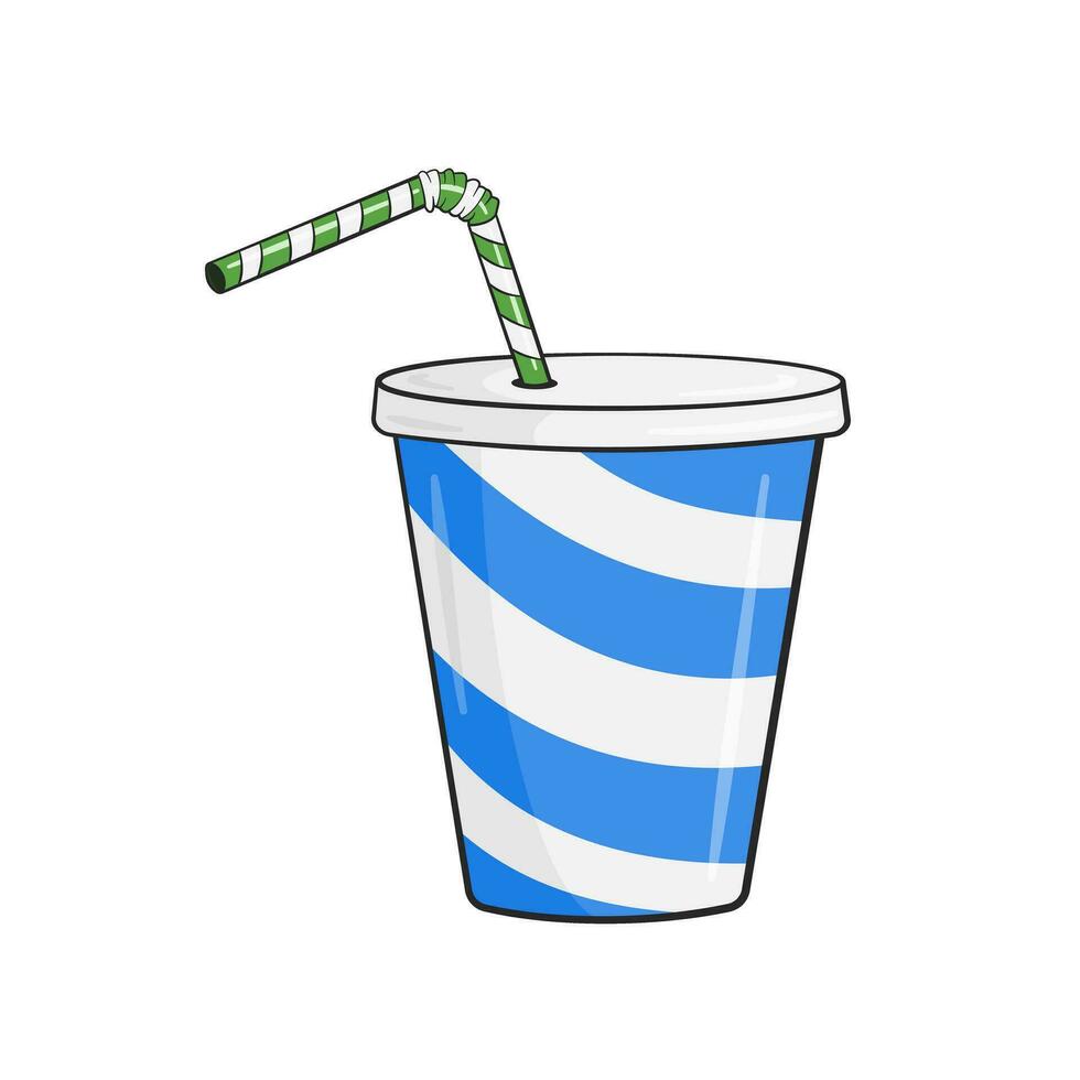 Milkshake in cup with straw vector