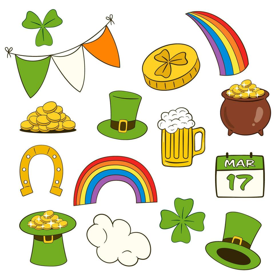 St. Patrick's Day icons set vector