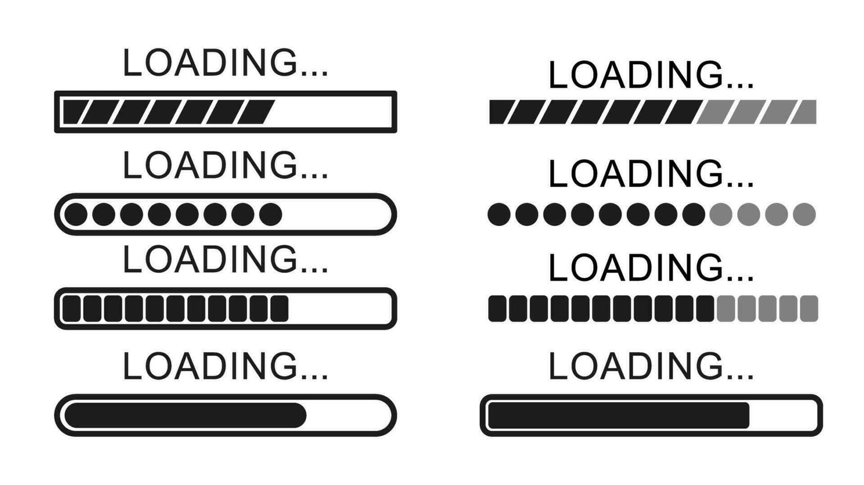 Set of loading bar icons. Modern flat design vector