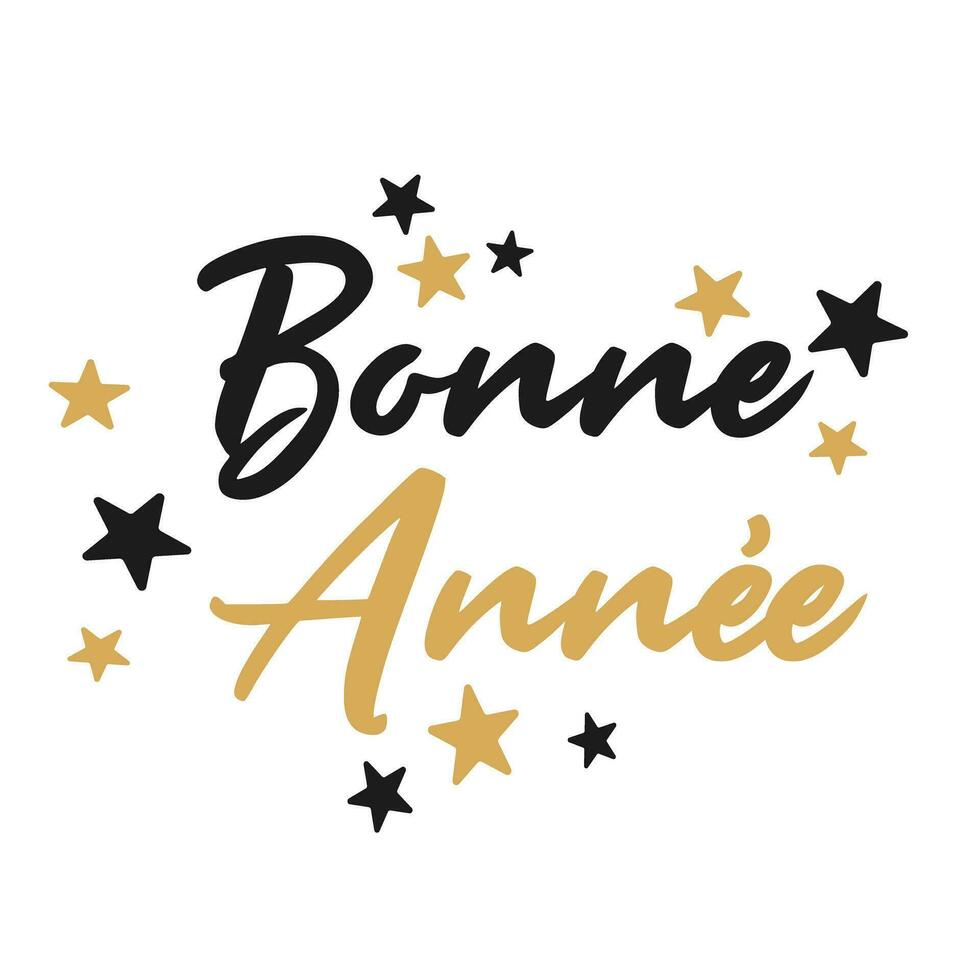 Happy New Year lettering in French with stars vector