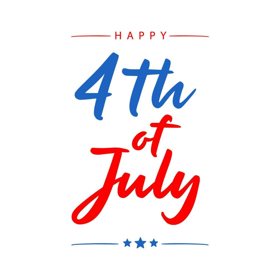 Happy 4th of July. Independence Day. Lettering with stars. White background vector