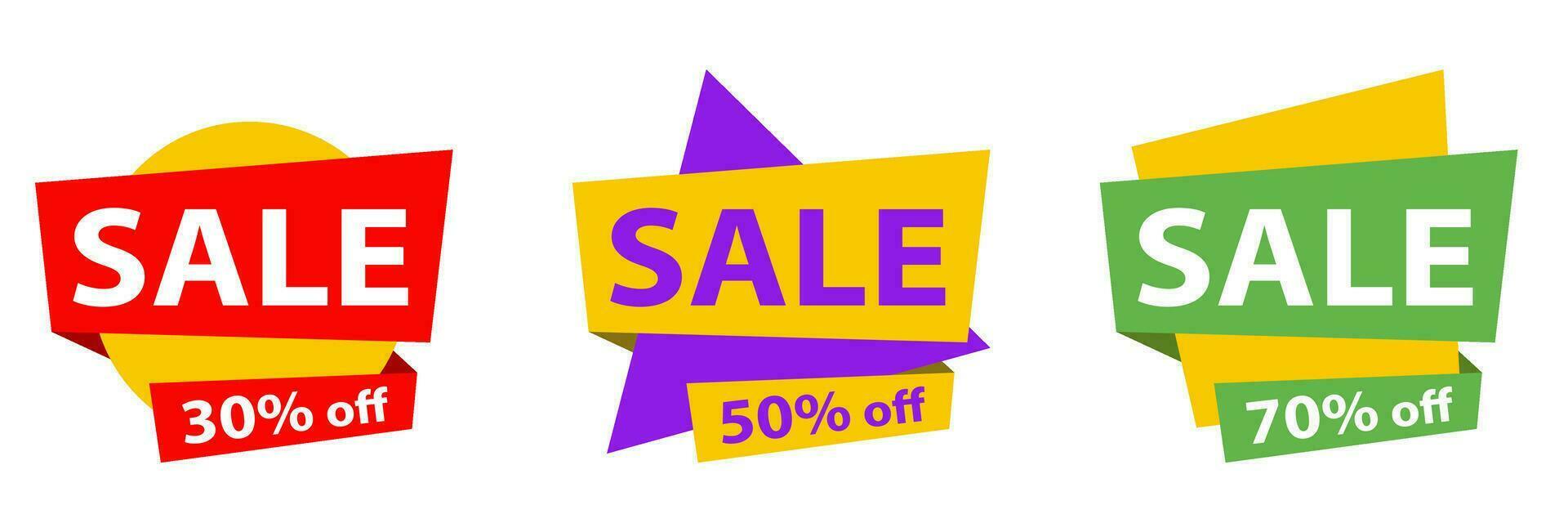 Set of sale labels in various colors vector