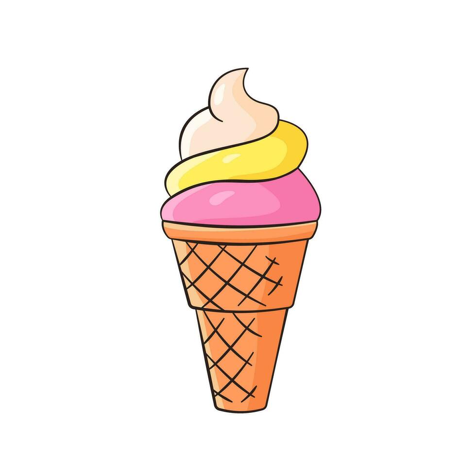 Ice cream in waffle vector