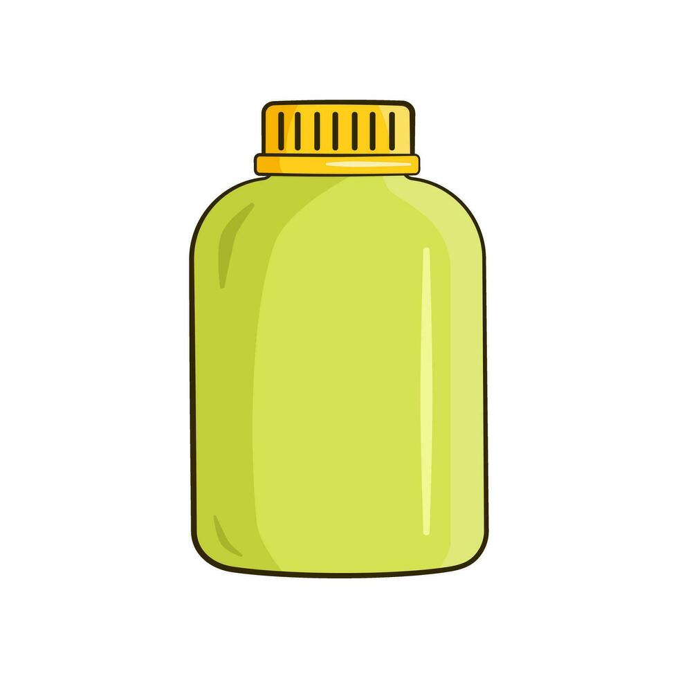 Green plastic bottle. Cartoon vector