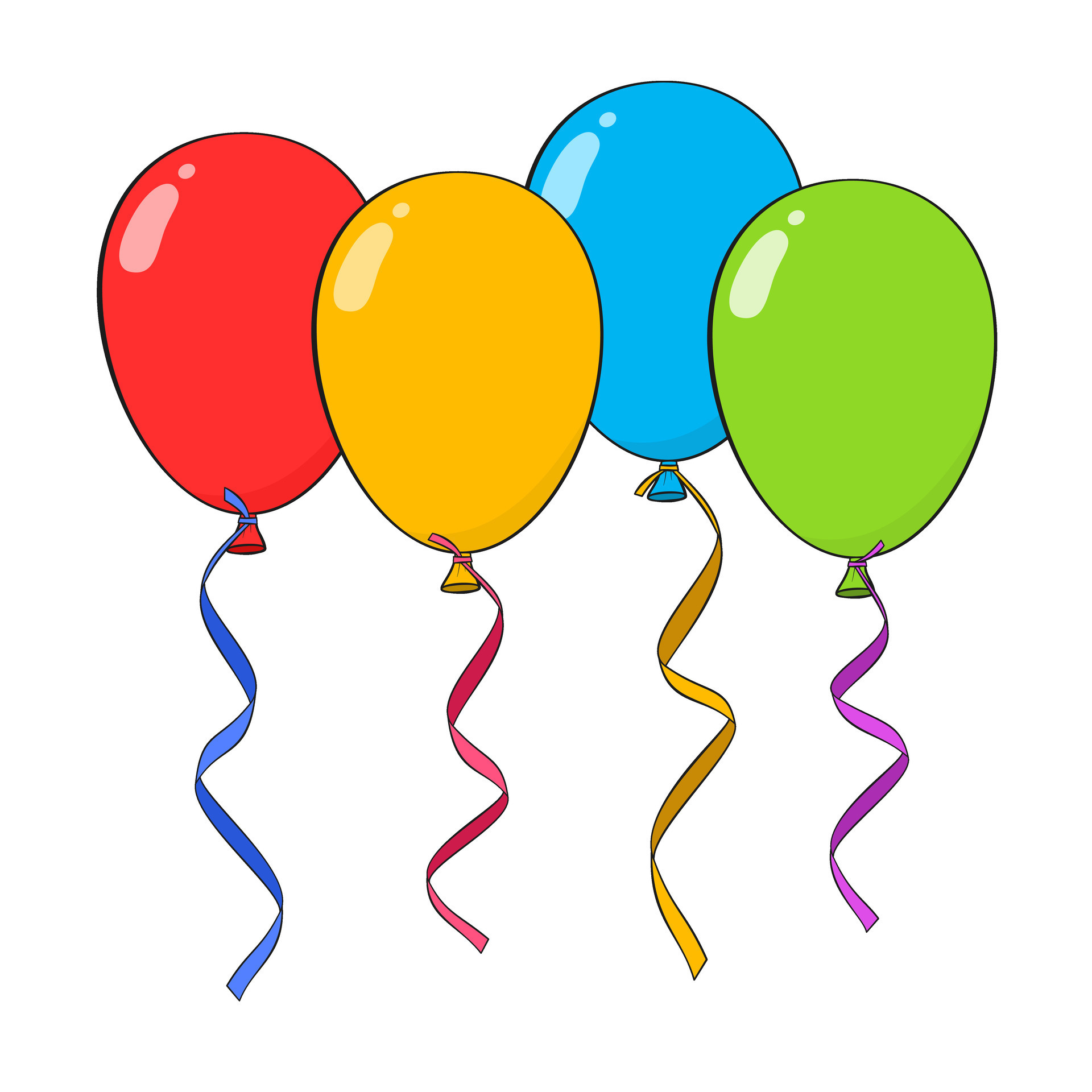 Colorful balloons with ribbons. Cartoon 25377609 Vector Art at Vecteezy