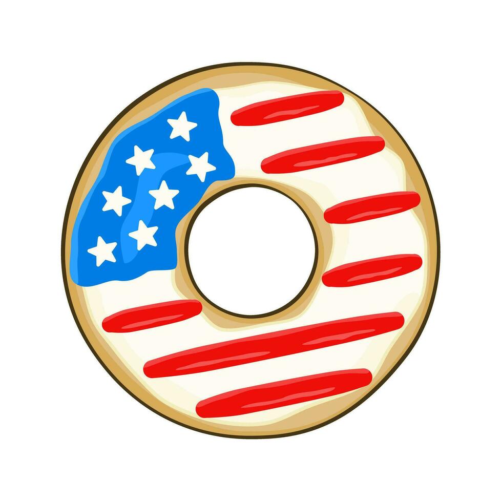 4th of July. Independence Day, National Donut Day. Donut in colors of USA flag vector