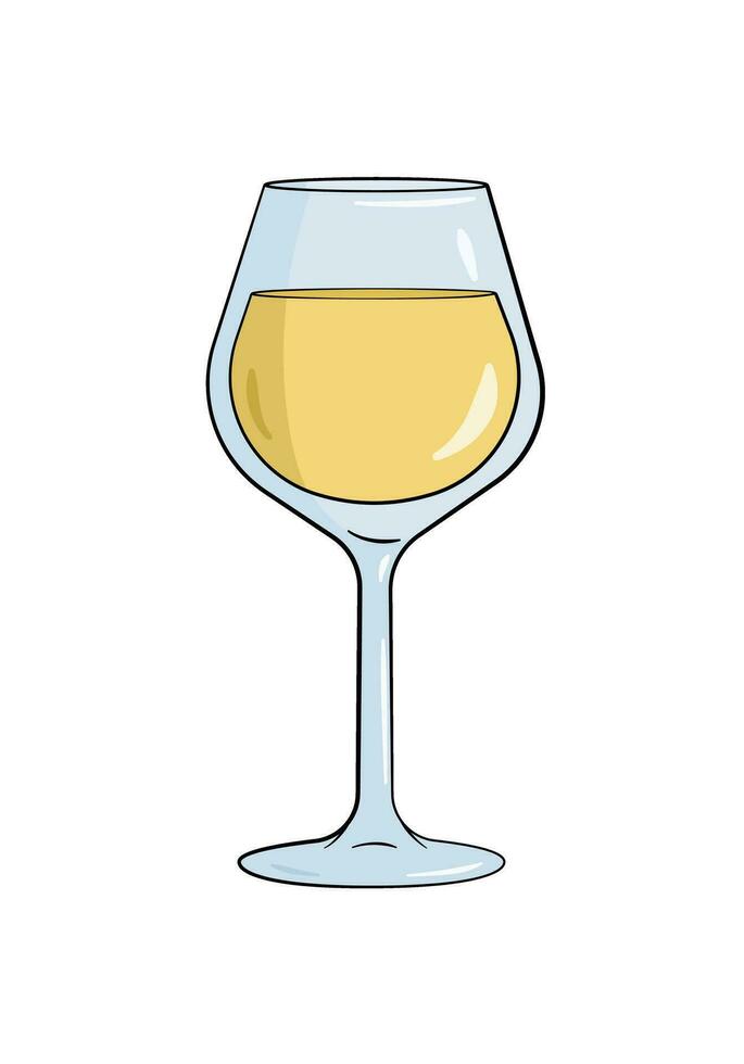 vaso lleno con blanco vino vector