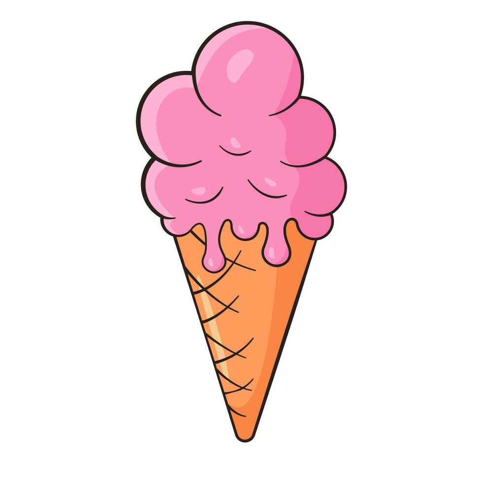 Ice cream balls in waffle cone vector
