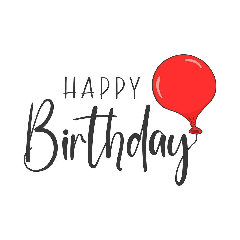 Happy Birthday lettering with red balloon vector
