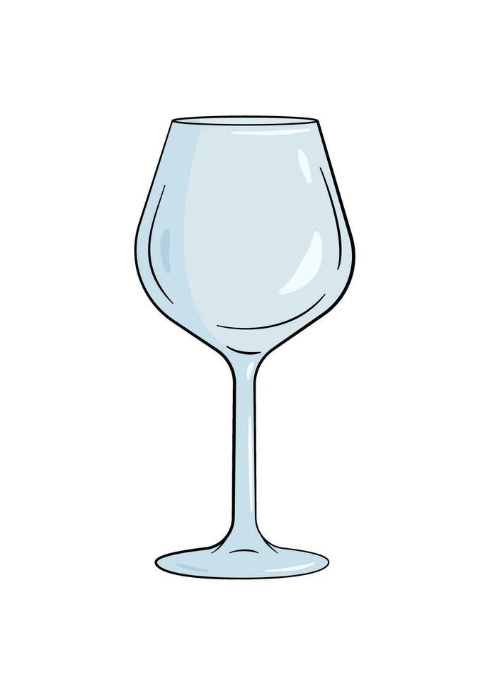 Empty wine glass. Cartoon vector