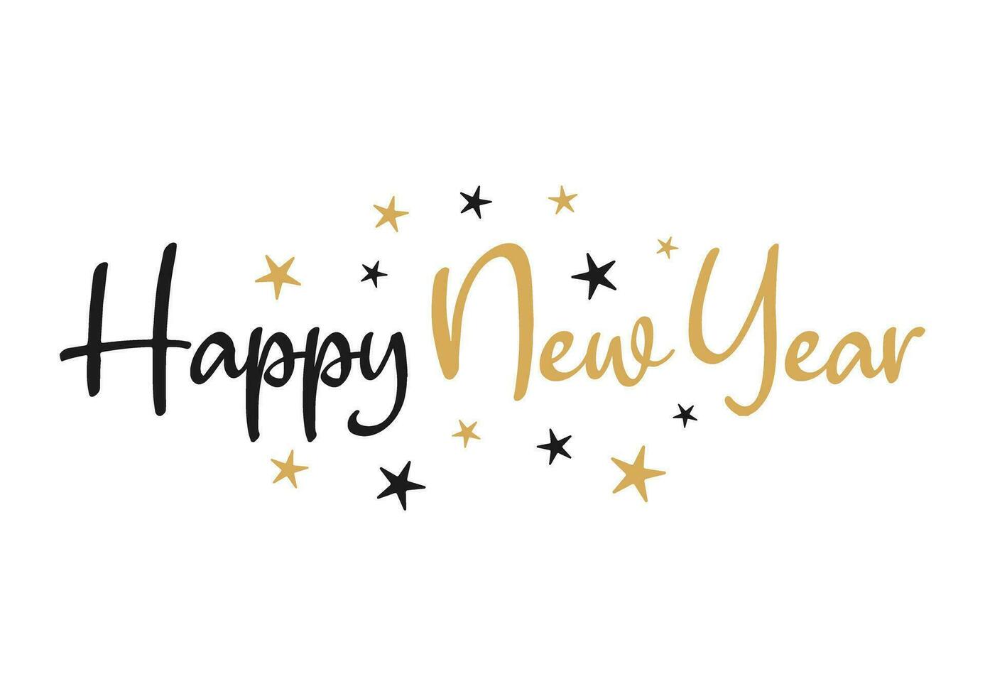 Happy New Year lettering with stars vector