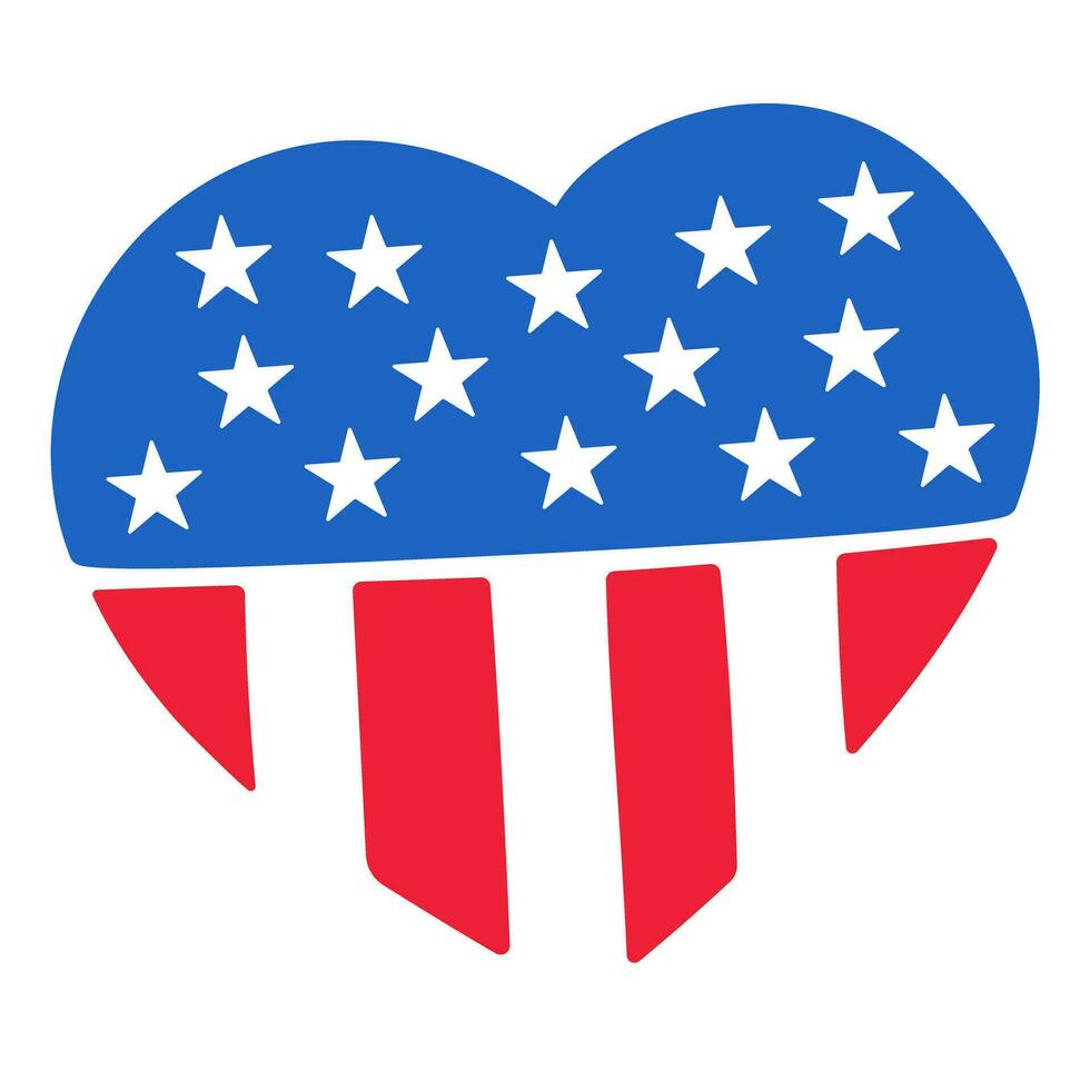 USA flag in the shape of a heart. 4th of July. Independence Day vector