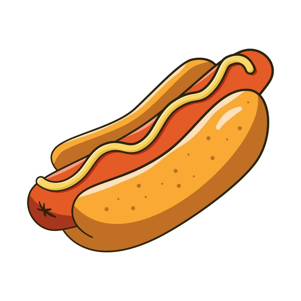 Hot Dog with mustard. Cartoon vector