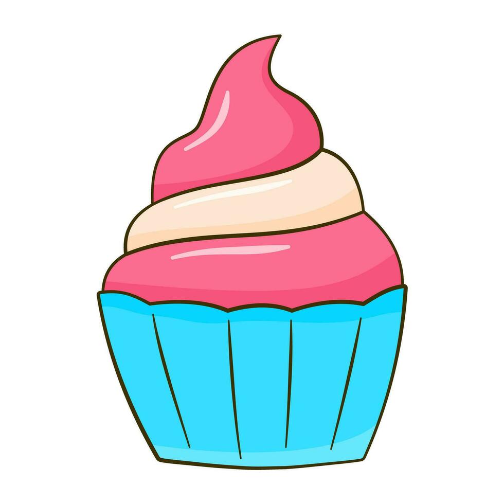 Colorful cupcake. Cartoon vector