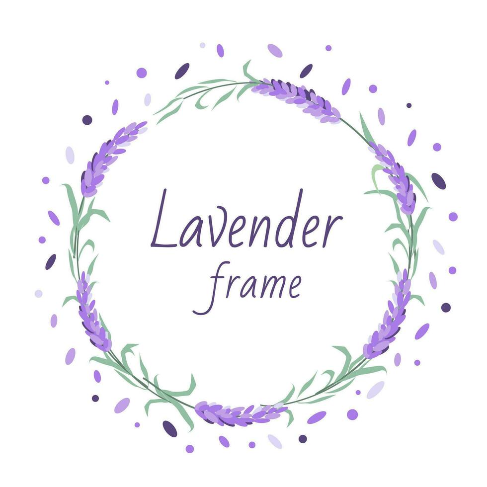 Lavender wreath. Delicate floral bouquet frame. Spring summer banner template vector