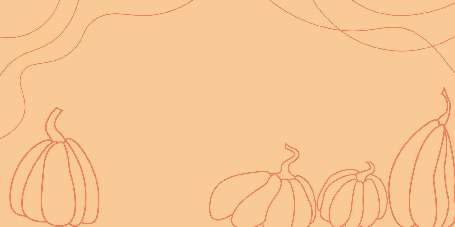 Autumn background design with autumn elements, pumpkins and lines