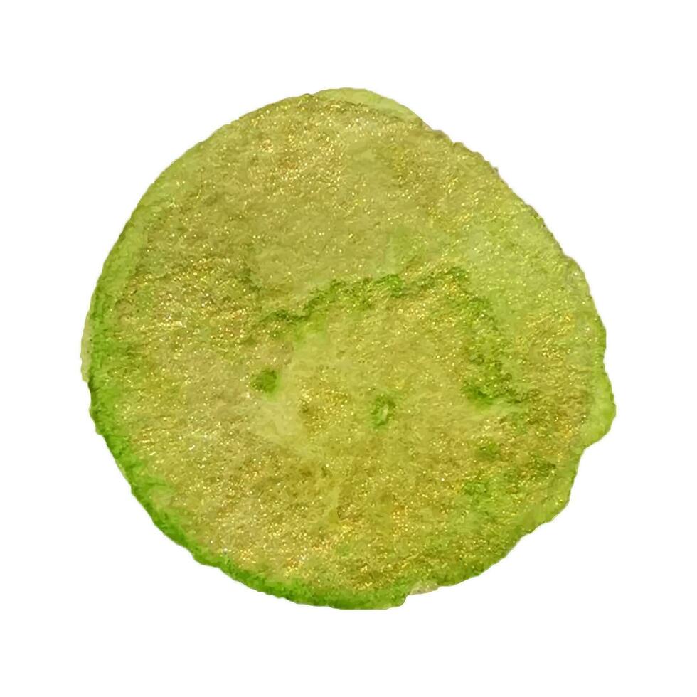 Watercolor green circle texture with gold. Vector watercolor circle element for design.
