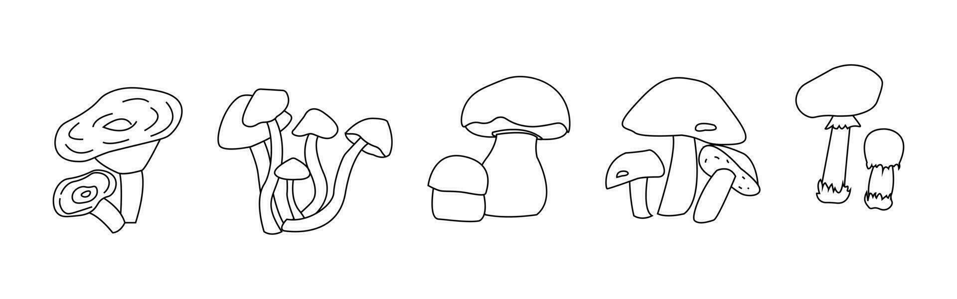 Mushroom Set Line Art Logo vector