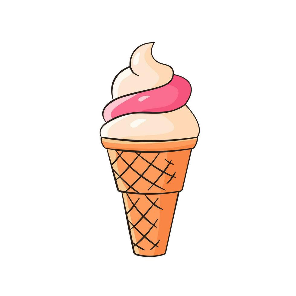 Ice cream in waffle vector