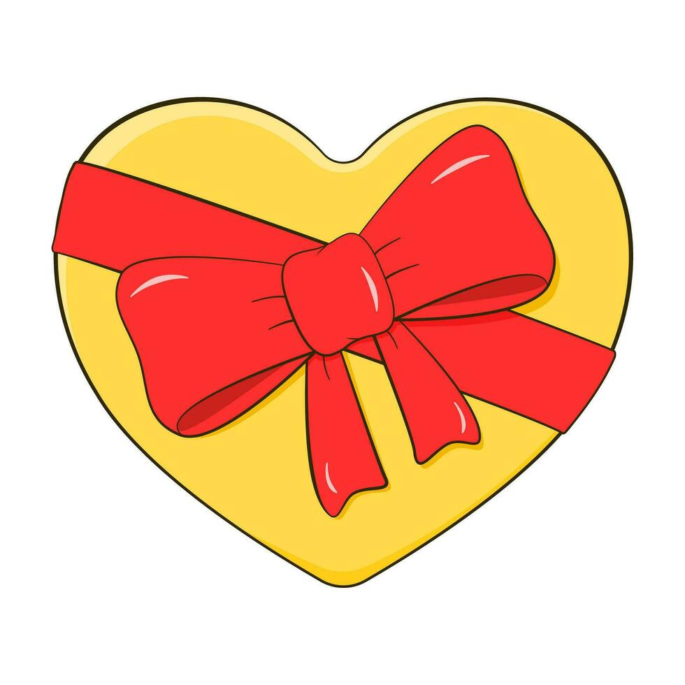 Heart-shaped gift box with bow and ribbon vector