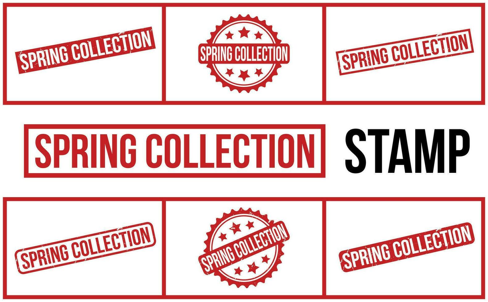 Spring Collection rubber grunge stamp set vector