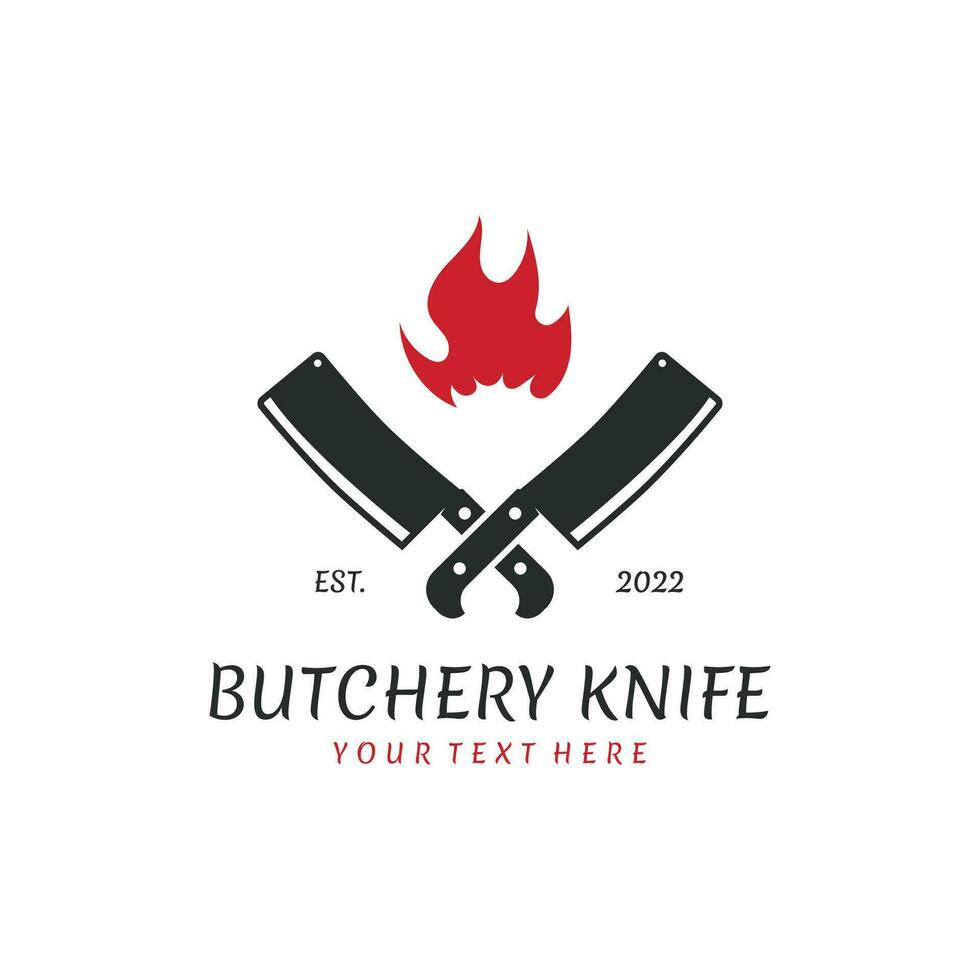 Butcher Knife Vintage Logo Template. vector